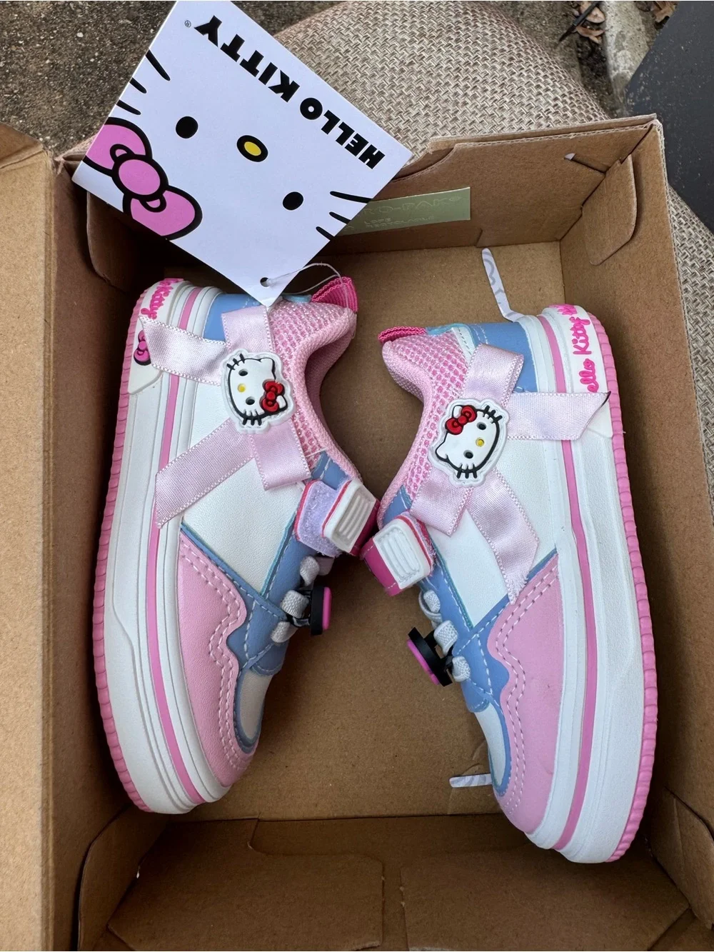 Hello Kitty Pink & Light Blue Kids Sneakers with Bow Accent